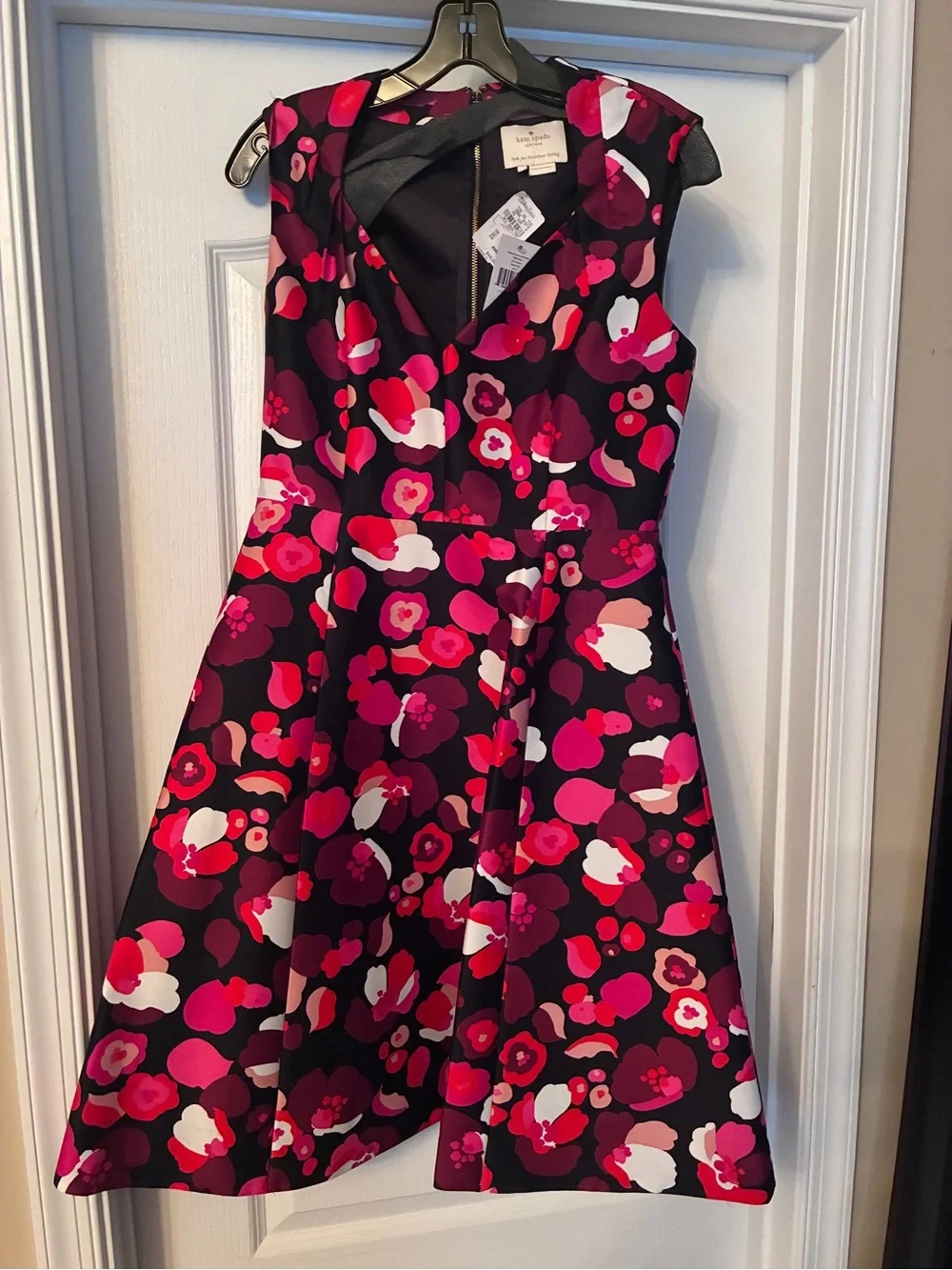 kate spade Black Fit-and-Flare Dress with Pink & White Floral Motif